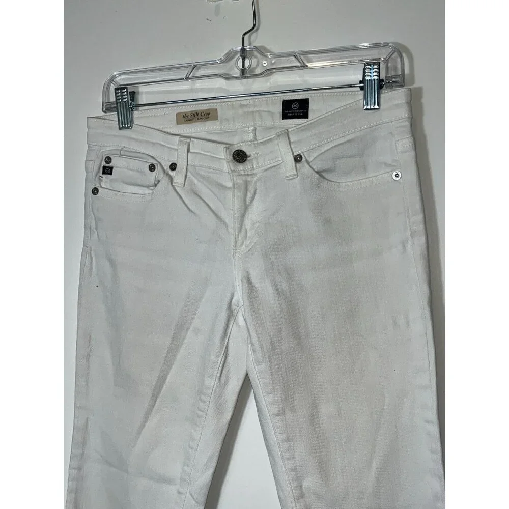 AG Adriano Goldschmied The Stilt Cigarette Jean Crop White Jeans Size 27 Womens